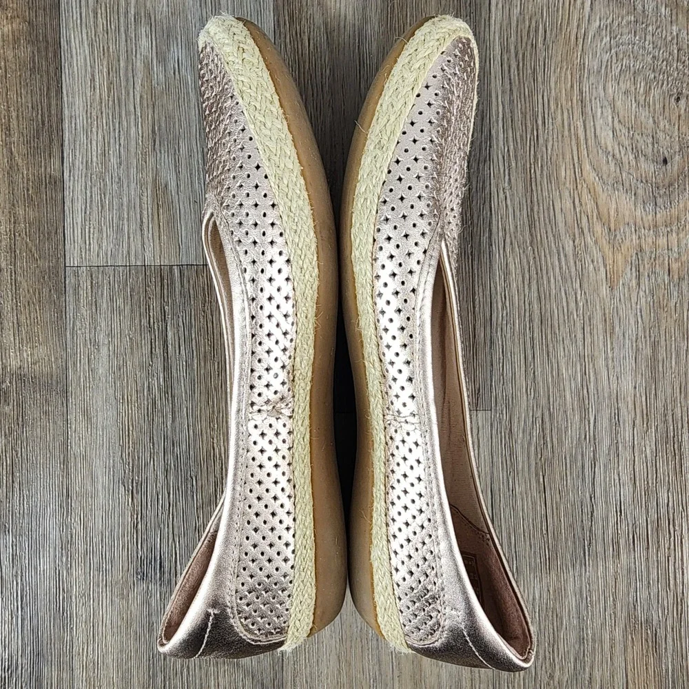 Clarks Collection Rose Gold‎ Perforated Espadrille Flats Women Size 6.5